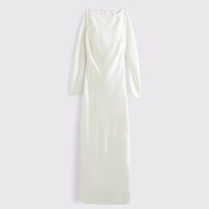 Julia Slip Long-Sleeve Cowl Back Maxi Dress
